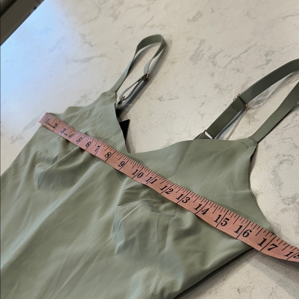 Pinsy Bonded Spaghetti Shapesuit V-Neck Cheeky Shapewear Sage Green Large - Picture 8 of 13